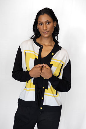 Black and yellow cardigan