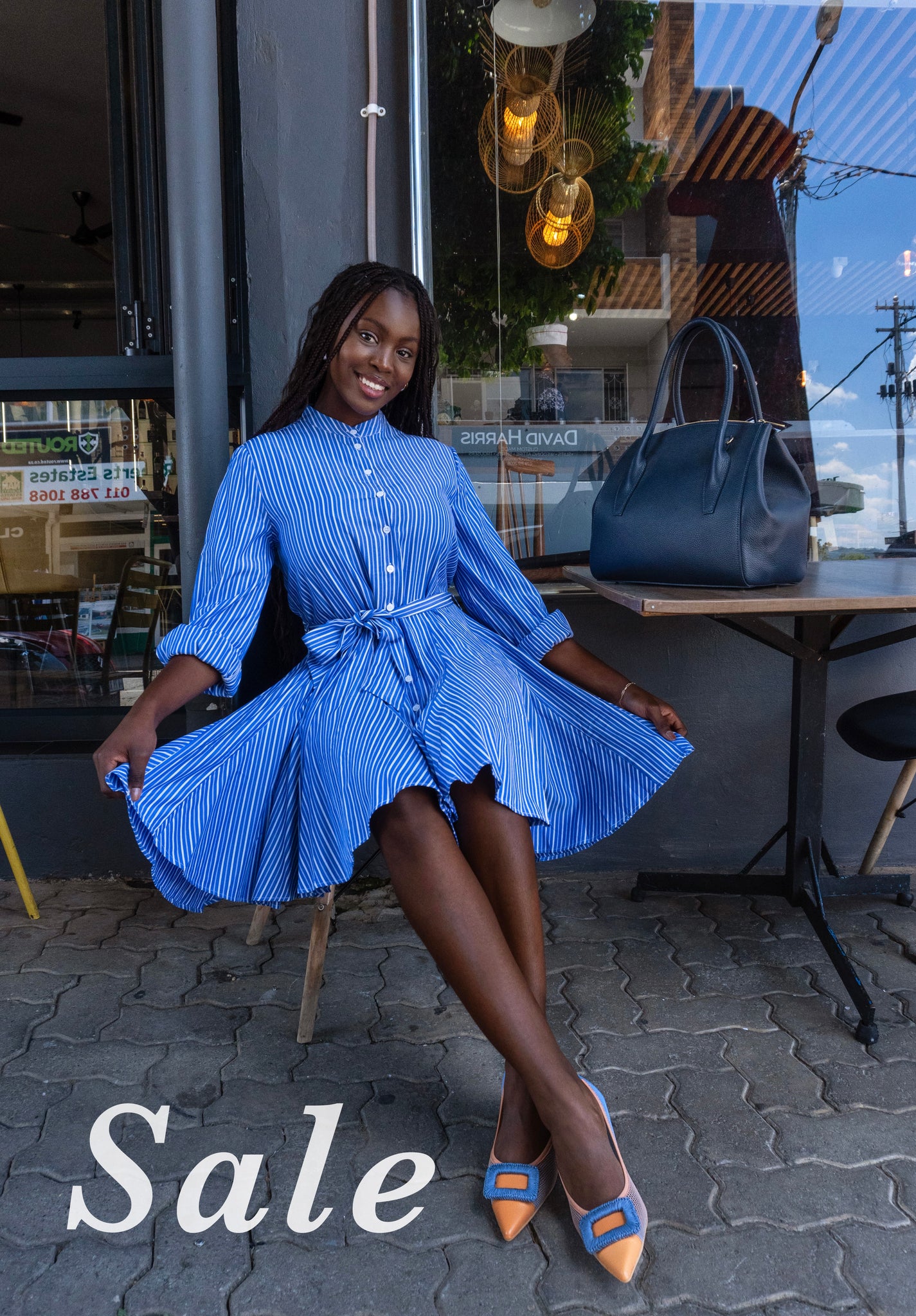 Blue and White stripe Dress