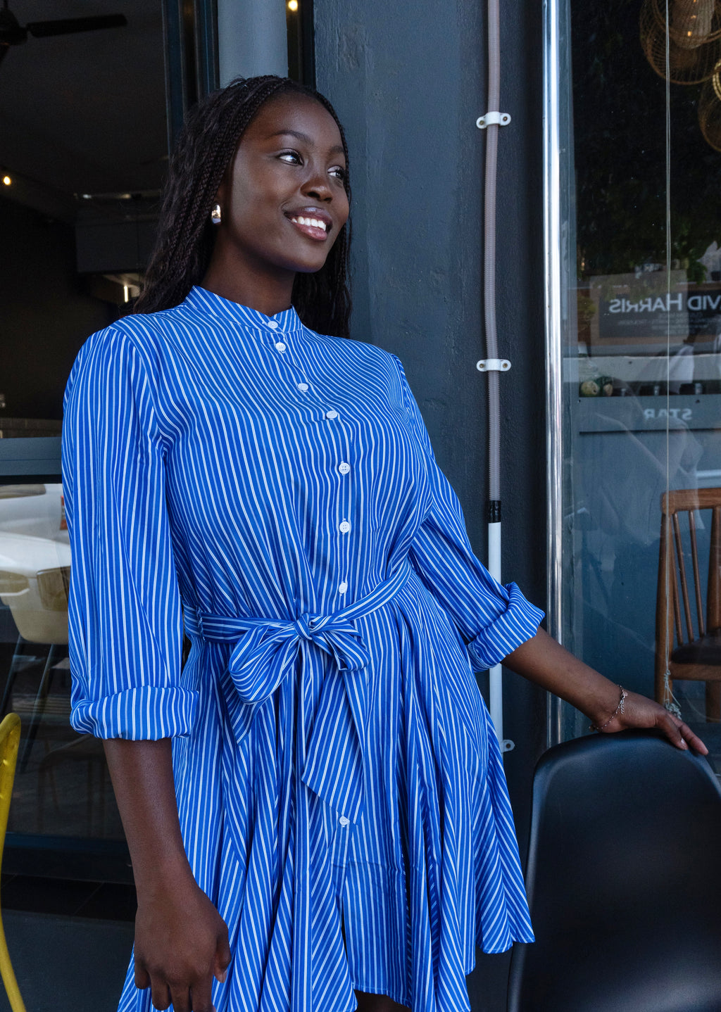 Blue and White stripe Dress