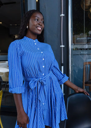 Blue and White stripe Dress