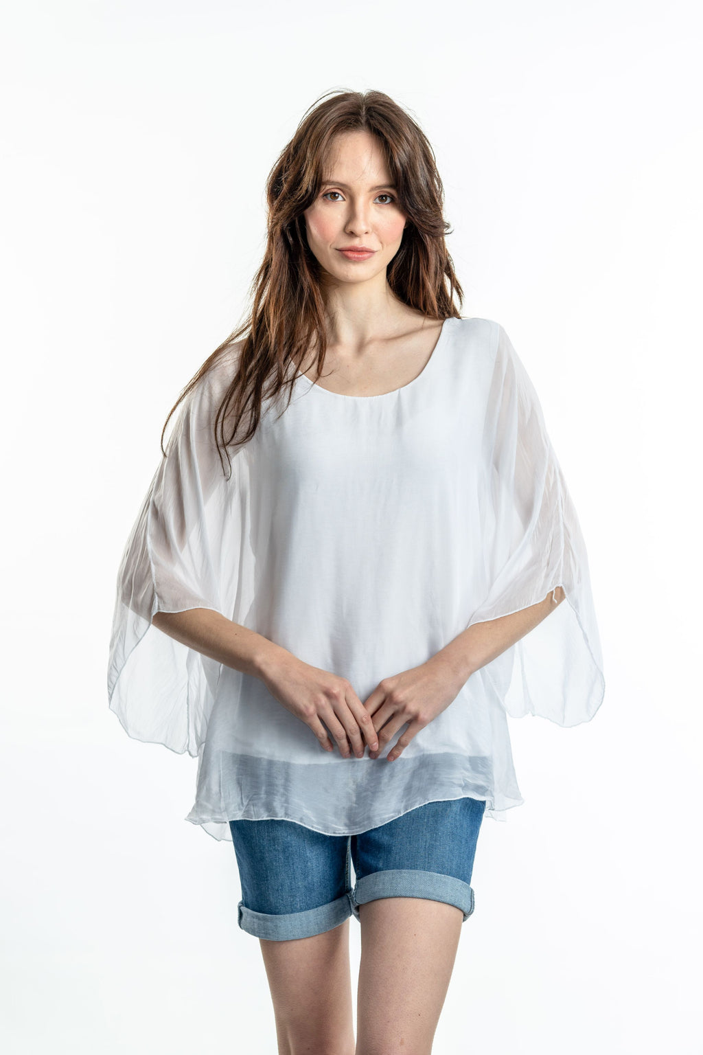MARY S23 White Silk Top