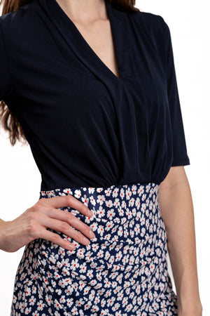 LO S23 Navy Floral Dress